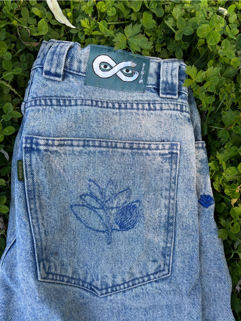 Men’s Light Blue Jeans with Subtle Embroidery